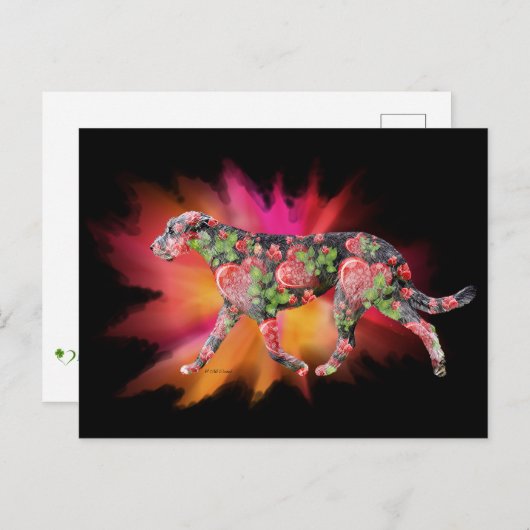 Valentine Irish Wolfhound Splash of color Postkarte (Vorne/Hinten)