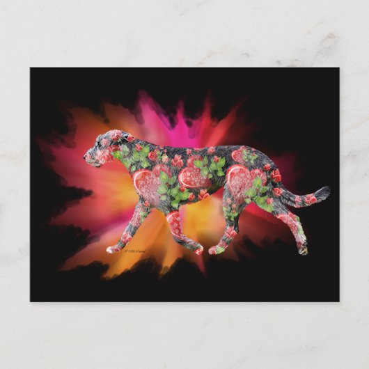 Valentine Irish Wolfhound Splash of color Postkarte (Vorderseite)