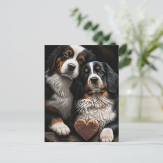 Valentine/Jubiläum Hunde Gruß Postkarte (Stehend Vorderseite)