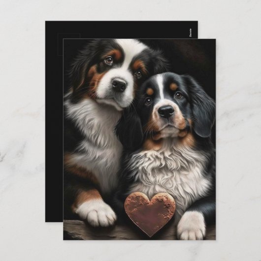 Valentine/Jubiläum Hunde Gruß Postkarte (Vorne/Hinten)