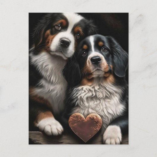 Valentine/Jubiläum Hunde Gruß Postkarte (Vorderseite)
