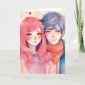 Valentine Jubiläum Niedliches Anime Manga Couple C Karte (Vorderseite)