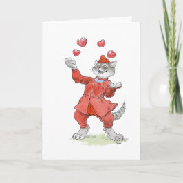 Valentine Juggling Cat Card Karte