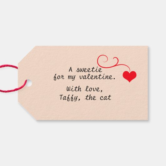 Valentine Katze mit Süßigkeiten und Bäckerei Rosa Geschenkanhänger (Rückseite Horizontal)