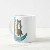 Valentine Katzen auf einem blauen Blume Mond Kaffeetasse (Vorderseite Links)