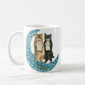 Valentine Katzen auf einem blauen Blume Mond Kaffeetasse (Links)