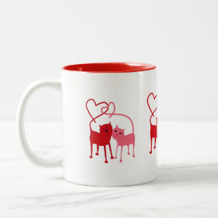 Valentine-Katzen - GetränkeTasse Zweifarbige Tasse