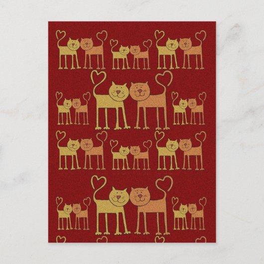 Valentine Katzen in Liebe Gramm Textur Postkarte (Vorderseite)
