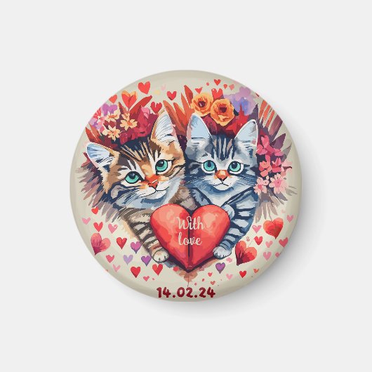 Valentine Katzen mit Herz Magnet (Vorne)