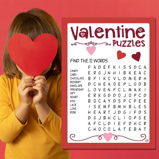 Valentine Kids Puzzles Aktivität Karte