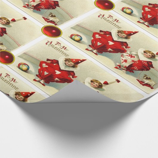 VALENTINE KIND CLOWNS MIT ROTEN RUBY GEMSTONS GESCHENKPAPIER (Ecke)