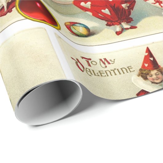 VALENTINE KIND CLOWNS MIT ROTEN RUBY GEMSTONS GESCHENKPAPIER (Rolleneckpunkt)