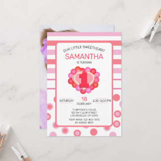 Valentine Kindergeburtstag mit Foto-Vorlage Einladung