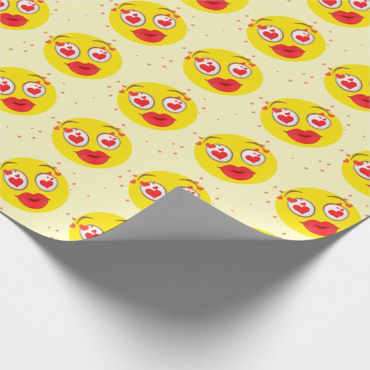 Valentine kiss Emoji Geschenkpapier (Ecke)