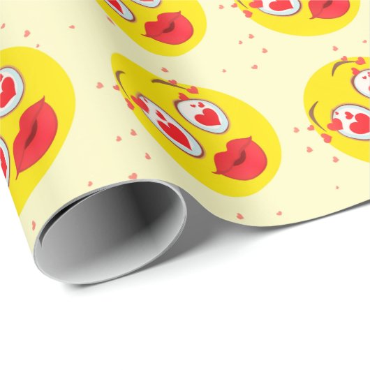 Valentine kiss Emoji Geschenkpapier (Rolleneckpunkt)