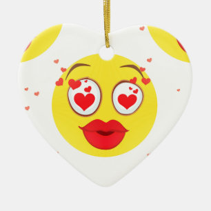Valentine kiss Emoji Keramikornament