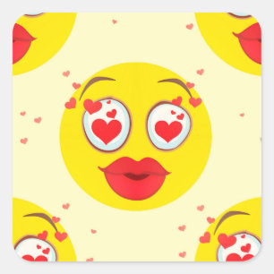 Valentine kiss Emoji Quadratischer Aufkleber