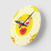 Valentine kiss Emoji Runde Wanduhr (Winkel)