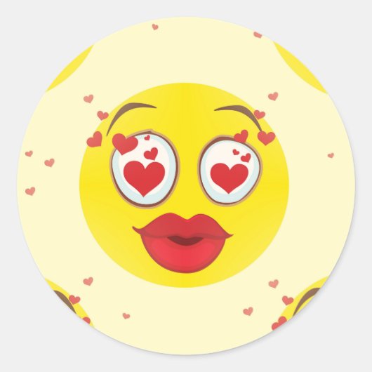 Valentine kiss Emoji Runder Aufkleber (Vorderseite)