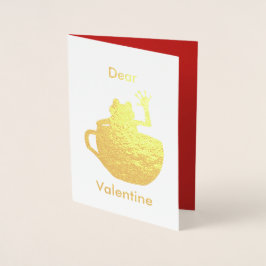 Valentine Kiss Me Ich bin ein Prinzfrosch in Teacu Folienkarte