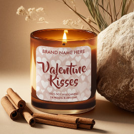 Valentine Kisses Benutzerdefinierte rosa Kerzeneti Quadratischer Aufkleber