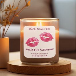 Valentine Kisses Benutzerdefinierter Kerzenaufkleb Quadratischer Aufkleber