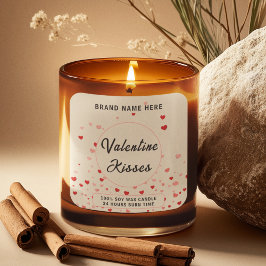 Valentine Kisses Candle – Modern Love Label Quadratischer Aufkleber