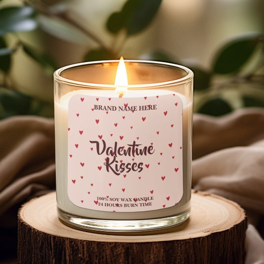 Valentine Kisses Candle Sticker Cute Hearts Design