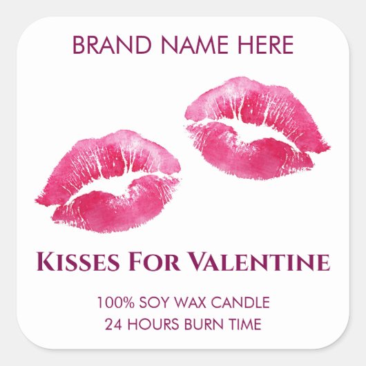 Valentine Kisses Custom Candle Sticker (Vorderseite)