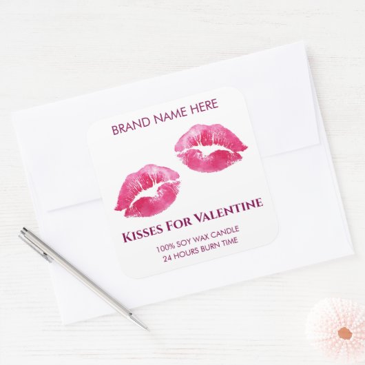 Valentine Kisses Custom Candle Sticker (Umschlag)