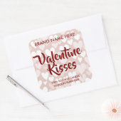 Valentine Kisses Custom Pink Candle Labels  Quadratischer Aufkleber (Umschlag)