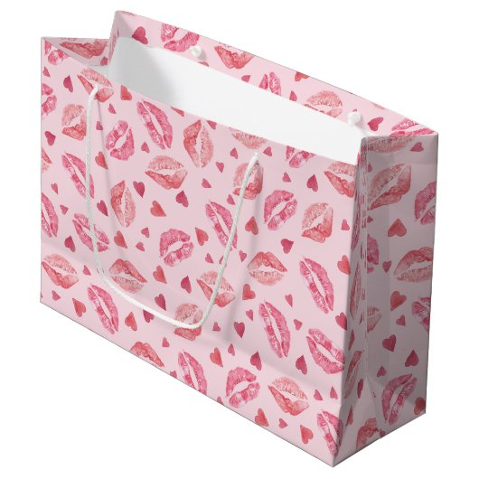 Valentine Kisses Große Geschenktüte (Vorderseite Schrägansicht)