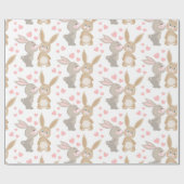Valentine Kissing Bunnies Geschenkpapier (Flach)
