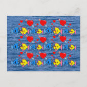 Valentine Kissing Fish in Liebe Muster Postkarte (Vorderseite)