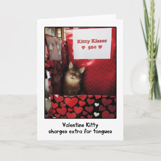 Valentine Kitty Kissing Booth Grußkarte Feiertagskarte (Vorderseite)