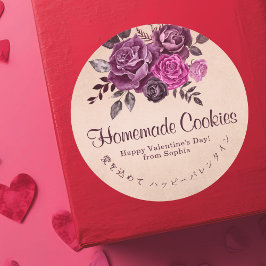 Valentine Kraft Paper Purple Roses Elegant Floral Runder Aufkleber