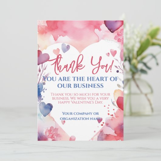 Valentine-Kundenempfehlung für Wasserfarben Dankeskarte (Stehend Vorderseite)