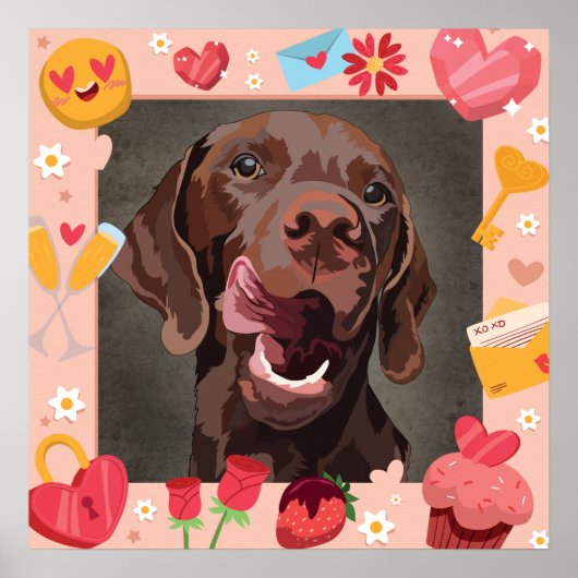 Valentine Labrador portrait handgemalt Rahmen Poster (Vorne)