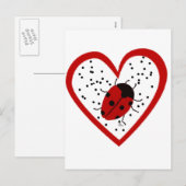 Valentine Ladybug Feiertagspostkarte (Vorne/Hinten)