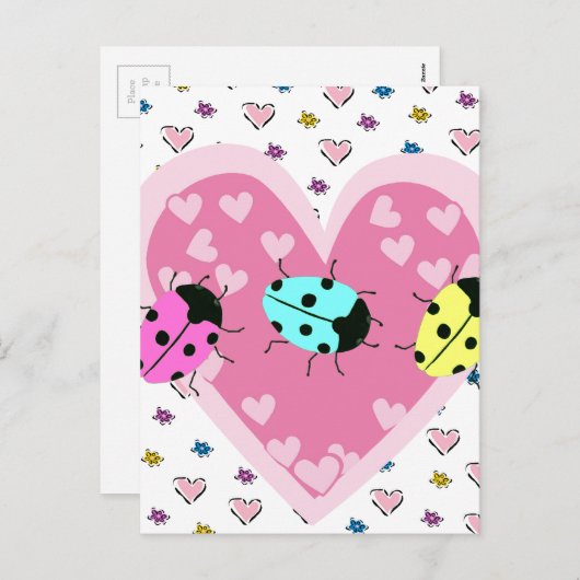 VALENTINE LADYBUGS FEIERTAGSPOSTKARTE (Vorne/Hinten)