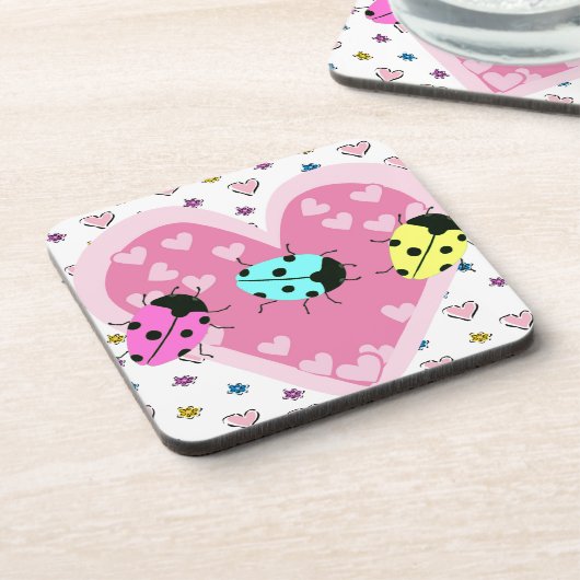 VALENTINE LADYBUGS GETRÄNKEUNTERSETZER (Linke Seite)