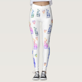 Valentine Leggings, Giraffes Kiss Leggings