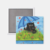 Valentine Liebe Black Cat von Bihrle Magnet (Vorderseite/Rückseite)