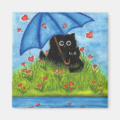 Valentine Liebe Black Cat von Bihrle Magnet (Vorne)