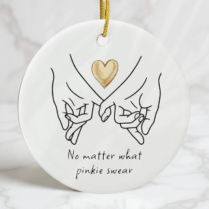 Valentine Liebe Couple Gold Heart Pinkie Swear Keramik Ornament