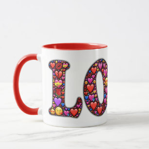 Valentine Liebe Emojis Rote Tasse