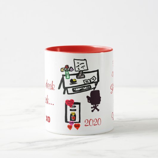 Valentine Liebe Hearts Office Desk Name Tasse (Zentrum)