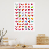 Valentine Liebe Hearts Poster (Küche)