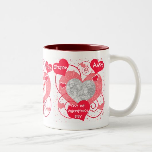 Valentine-Liebe-Herzen kundenspezifische Foto u. Zweifarbige Tasse (Rechts)