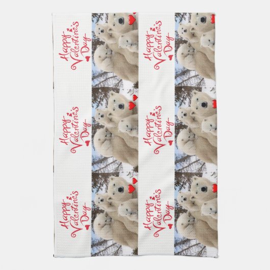 Valentine Liebe Küchenhandtuch Polar Bears Geschirrtuch (Vertikal)